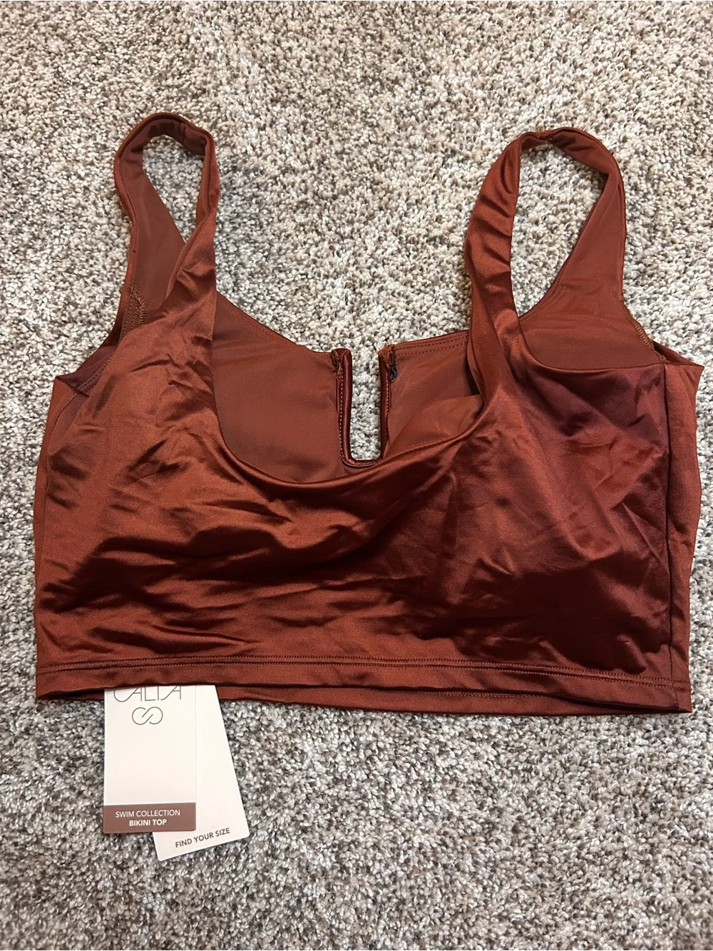 NWT CALIA Women's U-Bar Long Line Bikini Swim Top Size XS